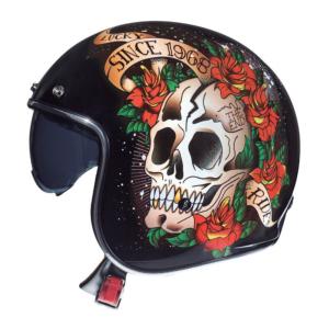 Casque Jet LE MANS 2 SV Skull&Roses noir brillant