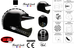 Casque moto cross vintage (Brad Legend Mat black) TORX