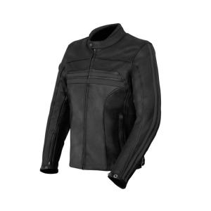 Blouson cuir homme moto route noir/noir Enfield  (homolgué CE) GASOLINE