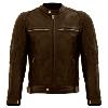 Blouson cuir homme moto route marron (homolgué CE) S.LINE