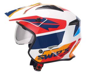 Casque jet (S769 Trooper blanc rouge bleu) SWAPS