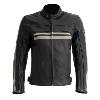 Blouson cuir homme moto route noir/blanc Enfield  (homolgué CE) GASOLINE